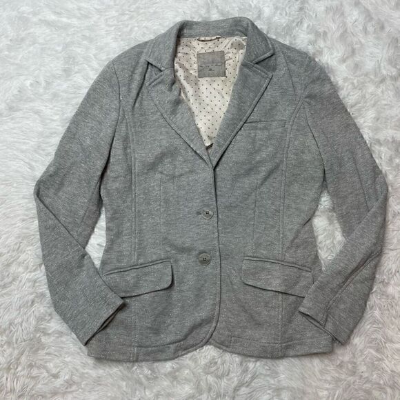 Steilmann Grey Silver Sparkle Cotton Blend Blazer Jacket Size 8 Medium - Picture 1 of 10